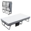 Folding Bed With Mattress, Sportable Foldable Bed With Storage Cover, Srollaway Bed For Adults With Memory Foam Mattress And Metal Frame, Scot Size Guest Bed On Wheels - Black - Image 12