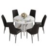 7 Piece Round Dining Table Set, Modern Round Table And 6 Upholstered Chairs For Dining Room, Kitchen Room, Living Room - White / Black - Image 9