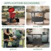 Outdoor Grill Table For Big Egg Style Bbq Metal Grill Cart With 2 Folding Panels Metal - Black - Image 8
