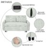 Pull Out Sofa Bed Convertible Couch 2 Seat Loveseat Sofa Modern Sleeper Sofa With 2 Throw Pillows And USB Ports For Living Room - Light Gray Green - Image 7