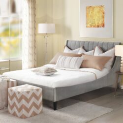 Aspen - Queen Vertical Tufted Modern Headboard Platform Bed Set - Opal Gray