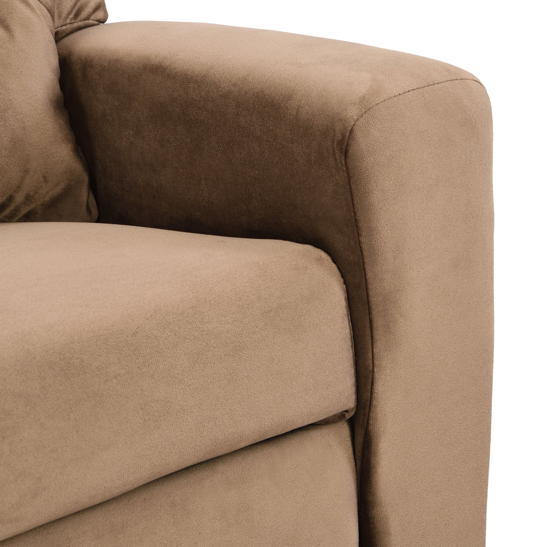 Kids Recliner Chair, Kids Upholstered Couch With One Cup Holder, Toddlers Recliner With Headrest And Footrest - Brown - Image 14