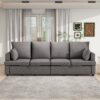 Modern Modular Sofa, 4 Seat Chenile Sectional Couch Set With 2 Pilows Included, Freely Combinable Indoor Funiture For Living Room, Apartment, Office - Dark Gray - Image 2