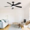 Modern Ceiling Fan With 3 Color Dimmable Light 5 ABS Blades Smart Remote Control Reversible Dc Motor - Black - Image 2