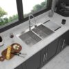 Modern Farmhouse Double Bowl Drop In Sink With 50 / 50 Split Design Stainless Steel - Brushed Nickel - Image 2