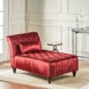 Ethereala - Upholstered Velvet Chaise Lounge With Button Tufted - Garnet - Image 2