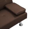 Futon Sofa Bed With Armrest Two Holders Wood Frame, Stainless Leg - Brown - Image 15
