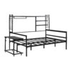 Full Size Daybed With Movable Desk, Grid, Shelves And Clothes Hanger - Black - Image 5