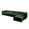 Modular Sectional Sofa With Storage Cylindrical Backrest And Armrests Deep Comfortable Seating Chenille 4 Seat L Shaped Sofa - Green - Image 18