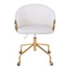 Claire - Contemporary / Glam Task Chair - Gold / White - Image 5