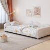 Twin Size Upholstered Daybed, Sherpa Fabric Sofabed With Cloud-Shaped Backrest, No Box - Spring Needed - White - Image 17