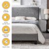 Queen Size Upholstered Platform Bed Frame, Wood Slat Support - Gray - Image 4