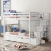 Full Over Full Bunk Bed With Shelves And 6 Storage Drawers - White - Image 7