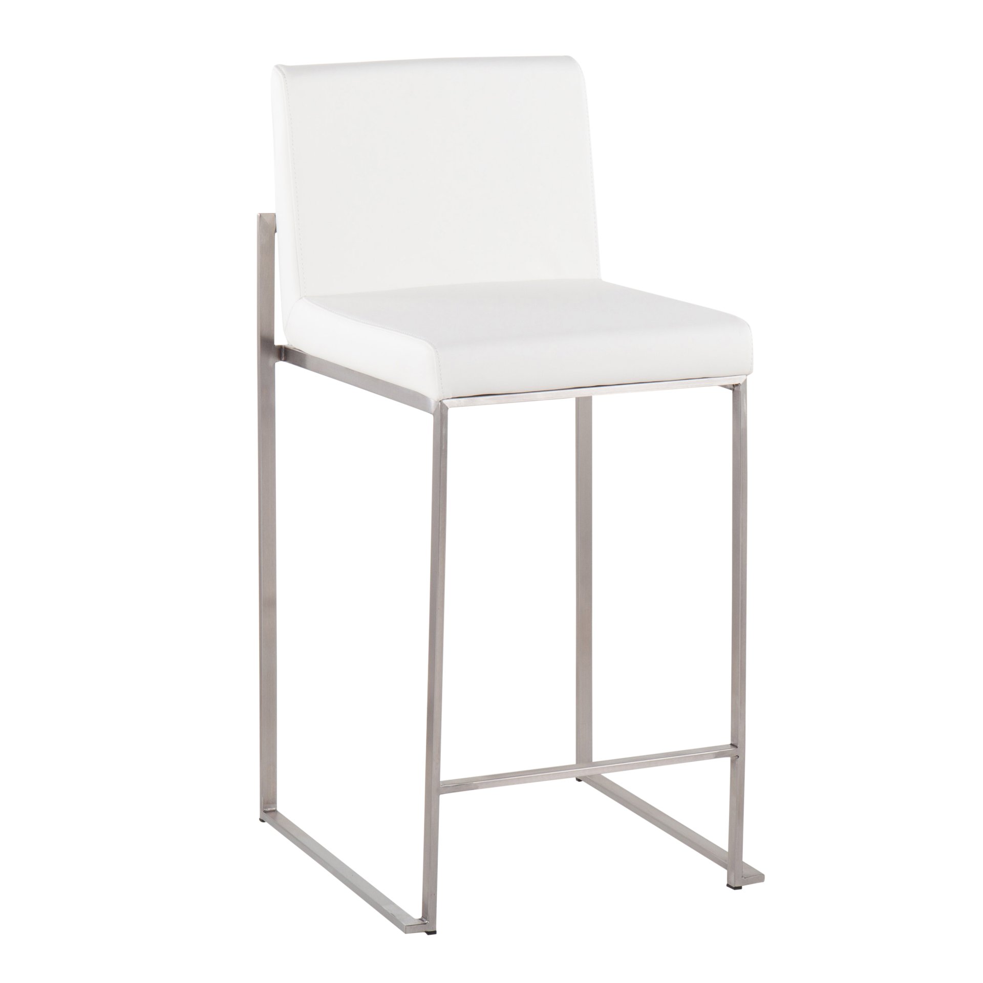 Fuji - Contemporary High Back Counter Stool (Set of 2) - White - Image 2