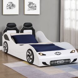 Colen - Twin Car Bed With LED - White