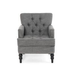 Harrison - Tufted Club Chair With Button Tufting And Nailhead Trim - Charcoal