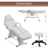 Massage Salon Tattoo Chair With Two Trays Esthetician Bed With Hydraulic Stool, Multi-Purpose 3-Section Facial Bed Table, Adjustable Beauty Barber Spa Beauty Equipment - White - Image 3