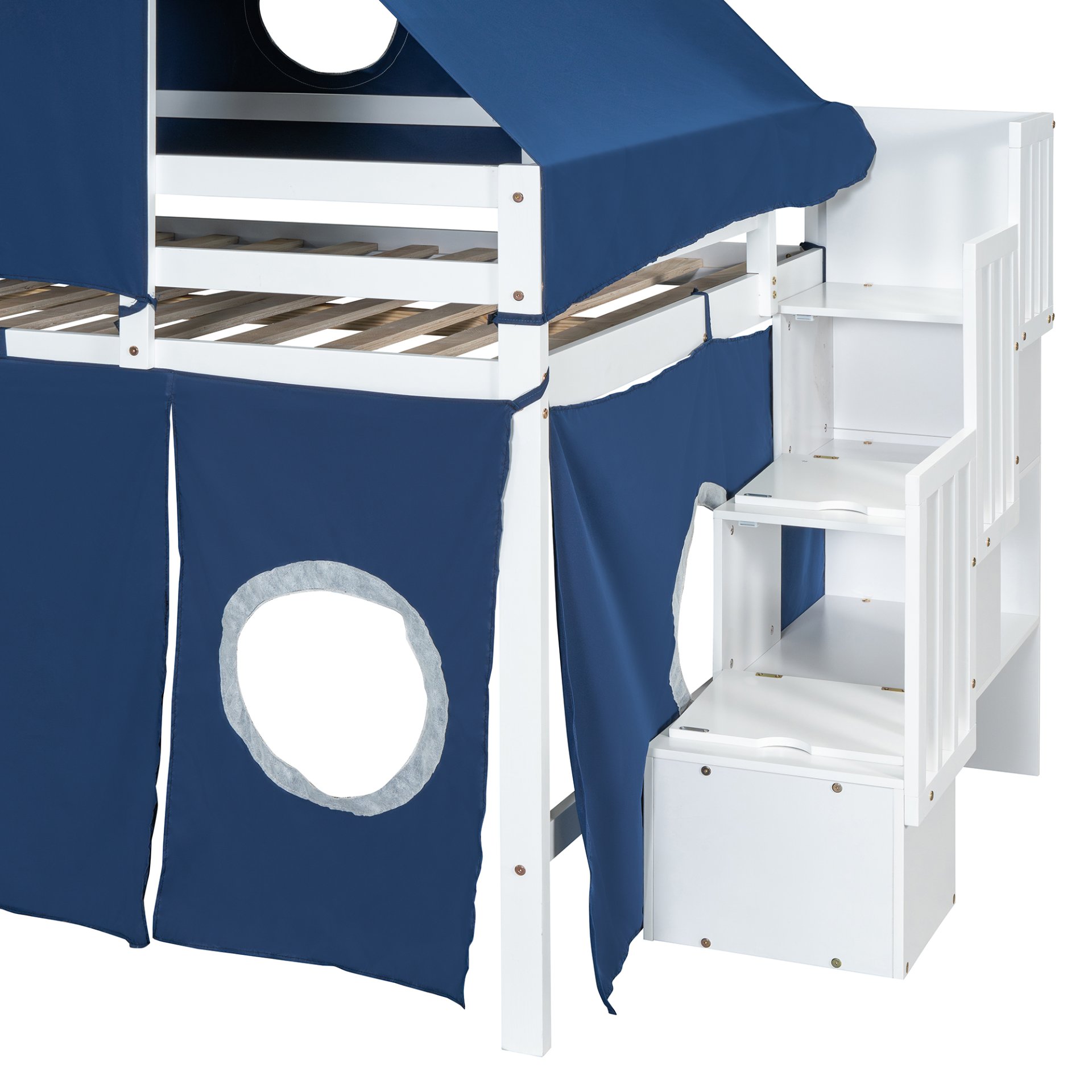 Full Size Loft Bed With Tent And Tower - Blue - Image 18