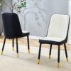 Modern 2 Tone Dining Chairs With Gold Decorated Legs (Set of 2) - White / Black - Image 17