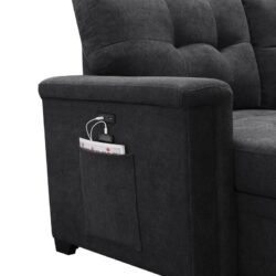 Kinsley - Sleeper Sectional Sofa Chaise With USB Charger And Tablet Pocket - Dark Gray