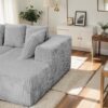 Modular U Shaped Sectional Sofa, 4 Seater Chaise Lounge With Reversible Design - Gray Striped - Image 8