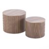 Handcrafted Nested Table Set 2 Pieces, Round Coffee Table - Walnut Color - Image 13