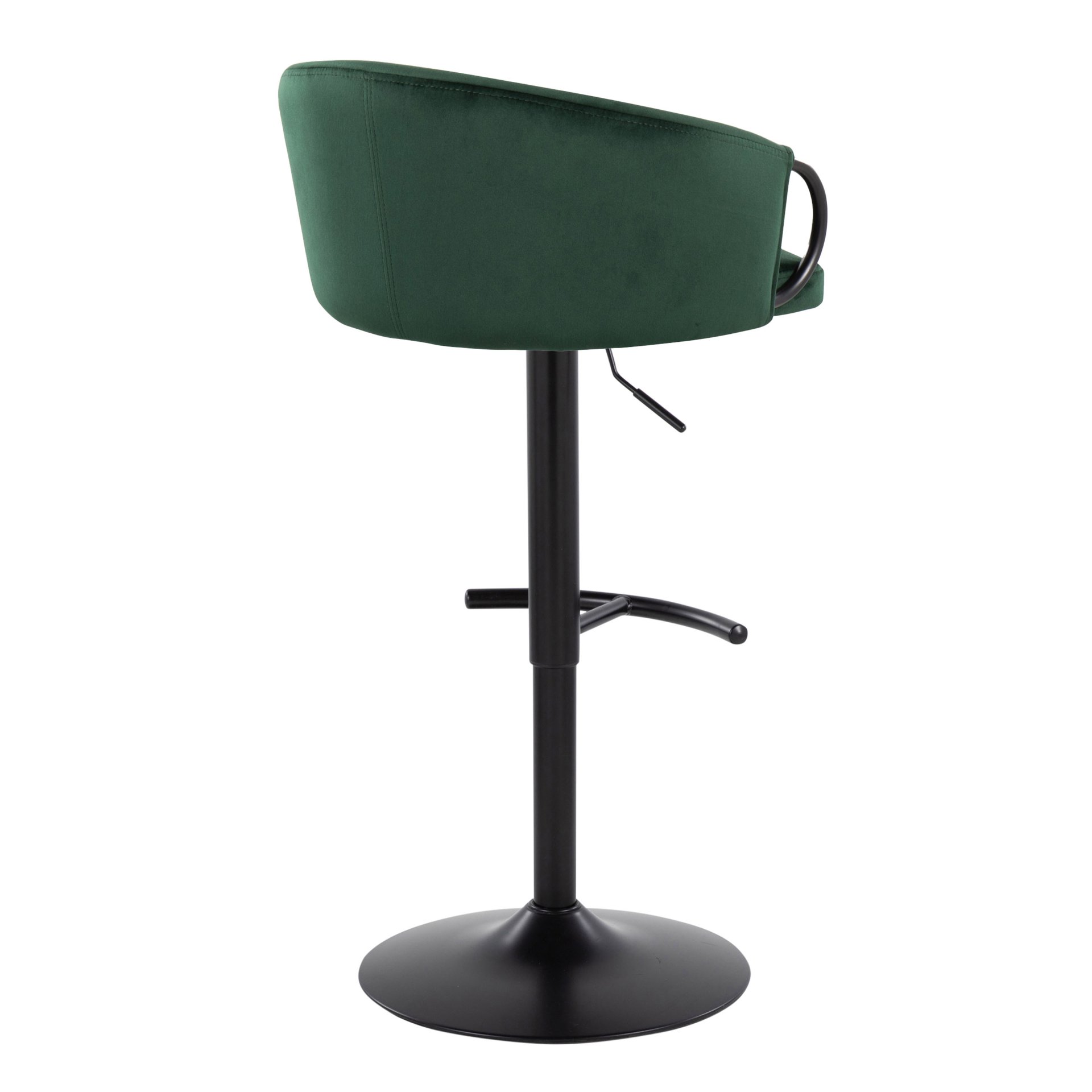 Claire - Contemporary Adjustable Barstool With Swivel With Rounded T Footrest (Set of 2) - Black / Green - Image 4