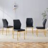 Luxury Simple Chair (Set of 4) High Resilience Dining Chair With Metal Legs - Black / Gold - Image 5
