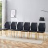Luxury Simple Chair (Set of 6) Material High Resilience Dining Chair With Metal Leg - Black / Gold - Image 9