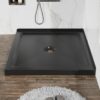 Shower Base, Anti Slip Center Drain Double Threshold - Black - Image 2