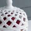 Ceramic Lidded Jar With Lattice Design - White - Image 11