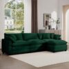 Corduroy L Shaped 3 Seater Sofa With Ottoman For Small Living Rooms - Green - Image 9