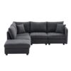Modern Sectional Sofa With Vertical Stripes, 2 Pillows, 5 Seat Couch With Convertible Ottoman, Various Combinations, L-Shape Indoor Furniture - Dark Gray - Image 2