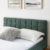 Modern Queen Size Upholstered Bed With Storage Drawer - Blue / Green - Image 9