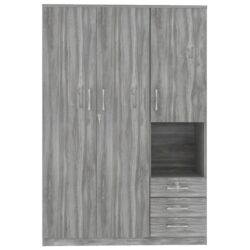 2 Doors Wardrobe Storage For Bedroom With Shelves And 3 Drawers - Gray