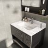 Carrara Marble Design Elegant Bathroom Vanity Top With Undermount Sink - White - Image 2