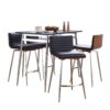 Marcel Mason - 5 Piece Swivel Contemporary Counter Height Dining Set - Chrome - Black / Walnut / Black - Image 2