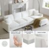 Modern Oversized Sectional Sofa, L-Shaped Luxury Couch Set With 2 Free Pillows, 5 Seat Chenille Indoor Furniture With Chaise - White - Image 15