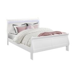 Charlston - Queen Bedroom 5 Piece Set With Sleigh Bed And LED Lighting - White
