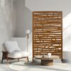 Outdoor & Indoor Metal Privacy Screen 76" H×48" W, Freestanding Decorative Screen For Deck Balcony Patio - Brown - Image 12