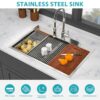 Topmount Drop In Double Bowl Kitchen Sink. 16 Gauge Stainless Steel - Brushed Nickel - Image 7