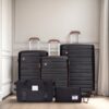 5 Piece Set (20"24"28 +A Travel Bag And A Toiletry Bag), Pp Hardshell Carry On Luggage Set With Tsa Lock Carry On Suitcase Luggage Durable Suitcase - Black - Image 2