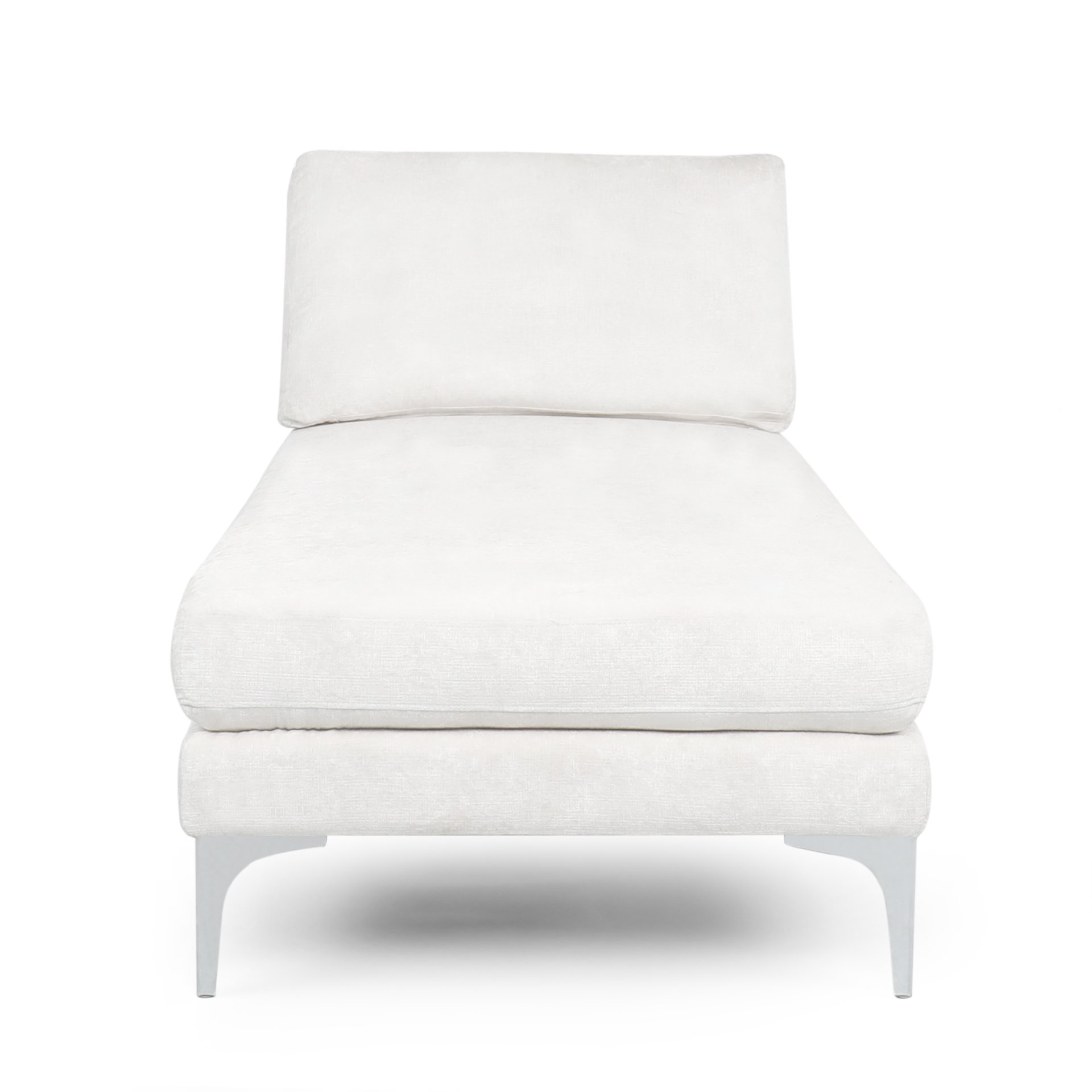 Fabric Upholstered Chaise Lounge With Iron Bracket Legs - Ivory - Image 7