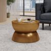 Metal Hammered Coffee Table With Stunning Hourglass Design - Gold - Image 7