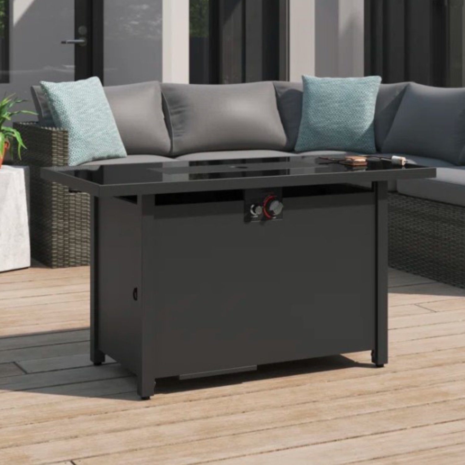 Outdoor Fire Pit Table With Lid - Dark Gray - Image 2