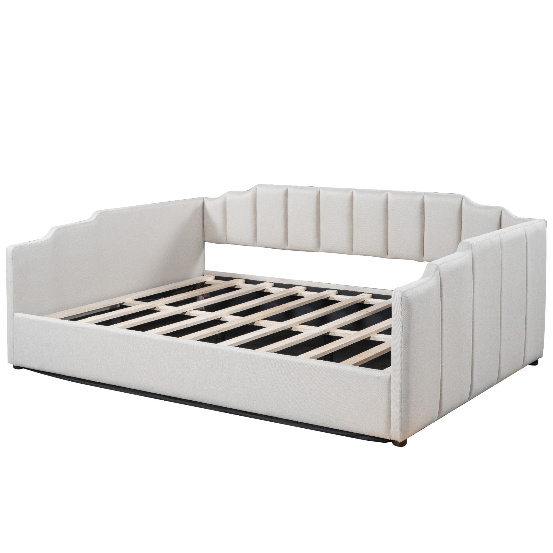 Full Upholstered Daybed With Underneath Storage - Beige - Image 6