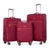 4 Piece Set (16/20/24/28), Softshell Suitcase Spinner Wheels Terylene Luggage Sets Carry On Suitcase Luggage Lightweight Durable Suitcase - Wine Red - Image 4
