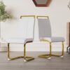 Dining Chairs (Set of 4), Side Dining Room Chairs With Golden Legs, Kitchen Chairs With Padded Seat High Back - White - Image 7