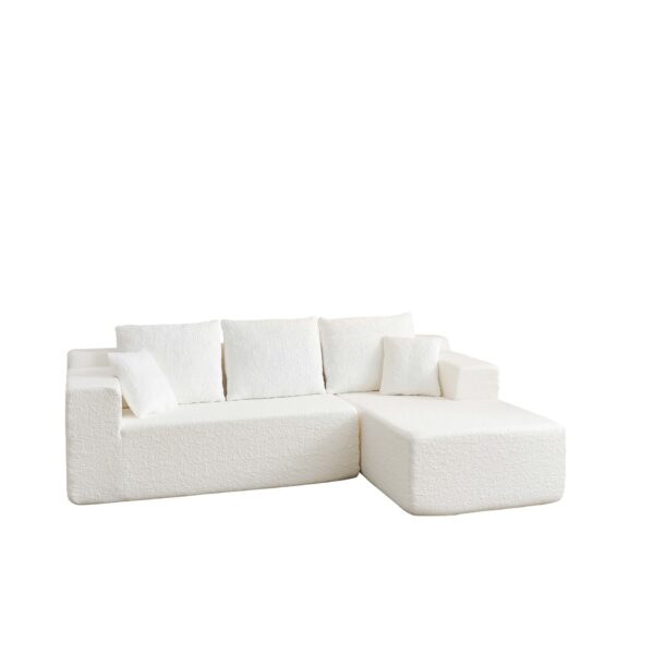 Cloud Sectional Couch With L Shape Chaise, Deep Seat - White