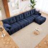 Modular 4 Seater Sofa With Ottoman, Configurable Frame, Premium - Blue - Image 12